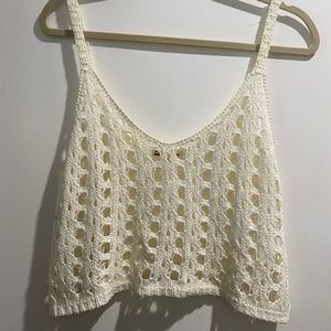 Cotton candy LA ivory cropped tank crocheted